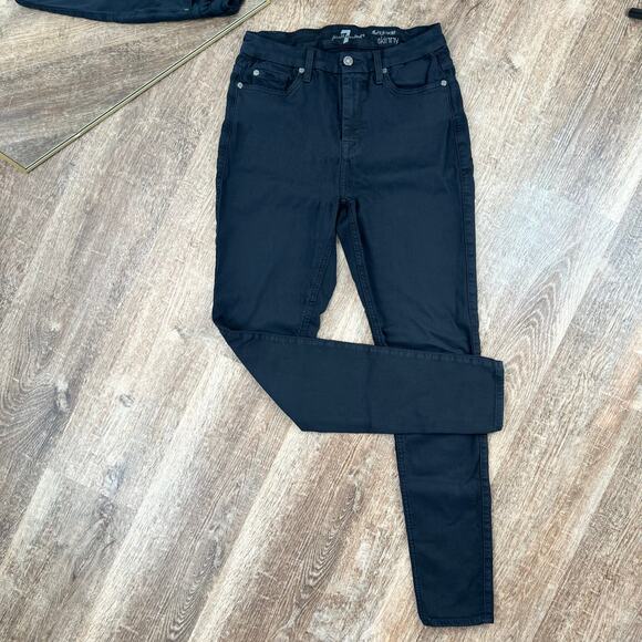 7 for all mankind black high rise skinny jeans - Picture 1 of 7